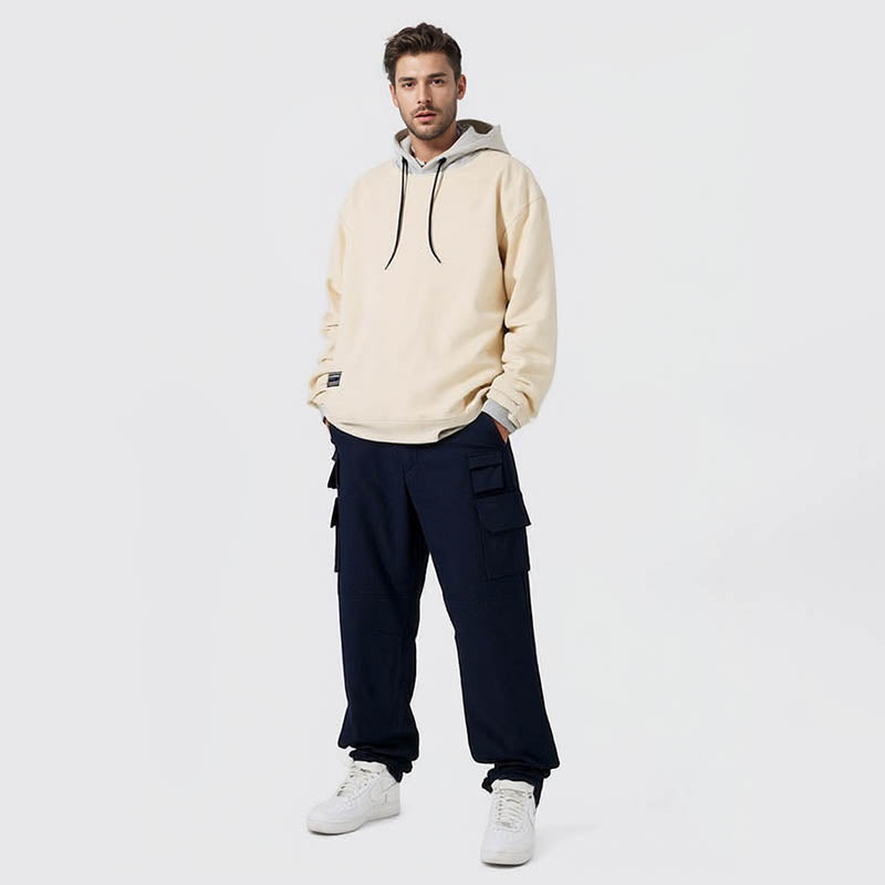 New hooded imitation cotton sweatshirt men's trendy brand loose trend versatile top street hip-hop student sports sweatshirt