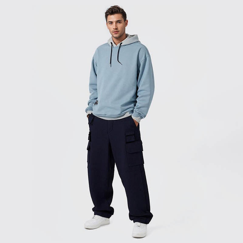 New hooded imitation cotton sweatshirt men's trendy brand loose trend versatile top street hip-hop student sports sweatshirt