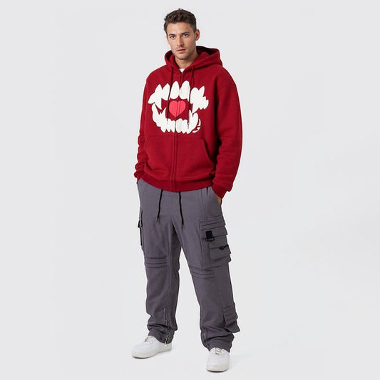 Patch Love Hooded Sweatshirt Internet Celebrity Couple Hoodies College Style Loose Jacket Men