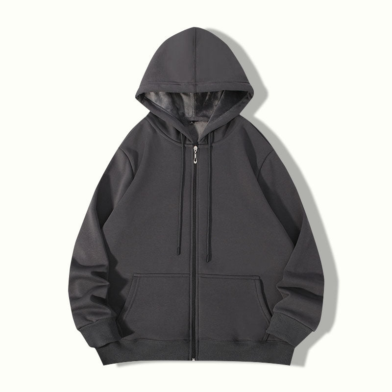 420g plus-size zipper hoodie men's street trend autumn winter plus fleece thickened cardigan coat