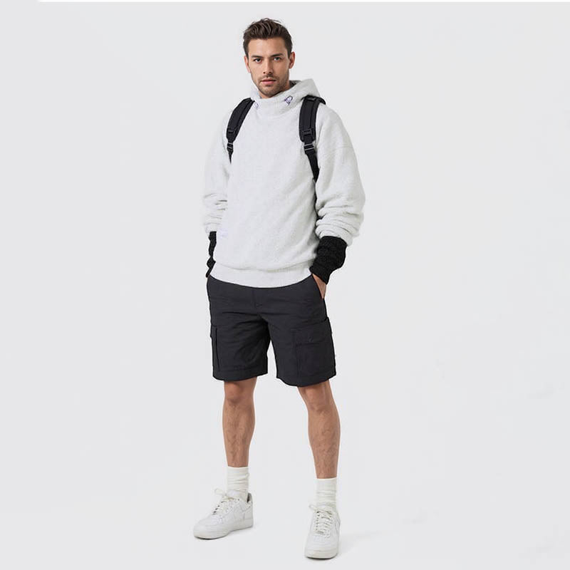 Retro Style Warm Solid Color Polar Fleece Sweatshirt