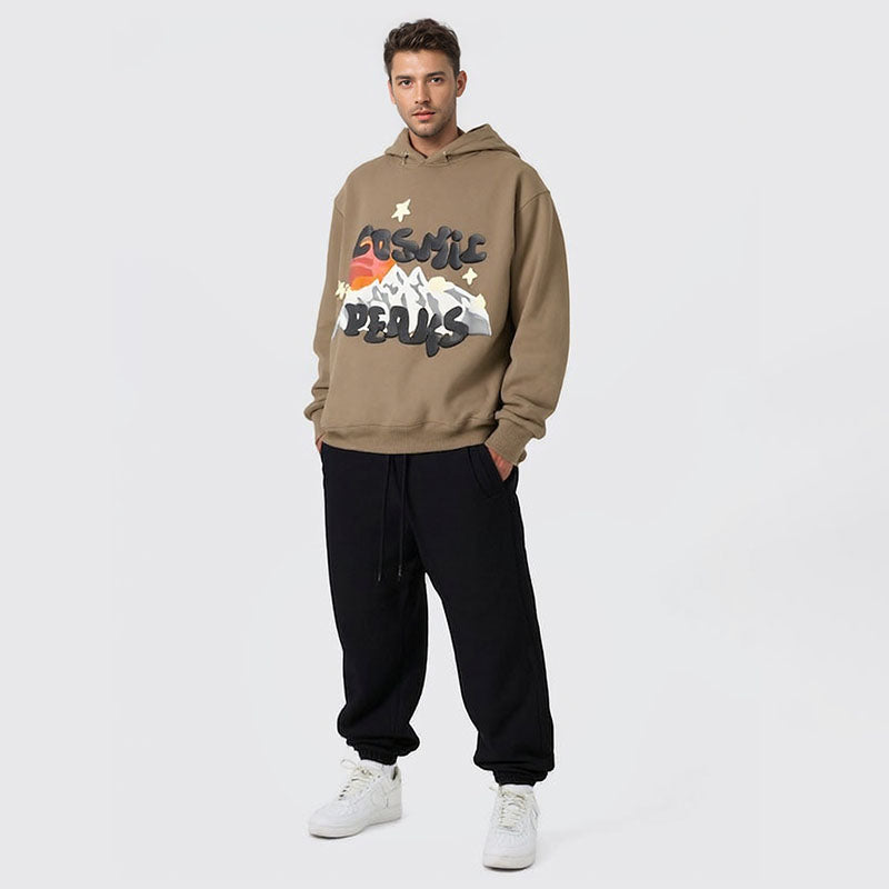 Unisex retro printed hoodie sweatshirt for men and women
