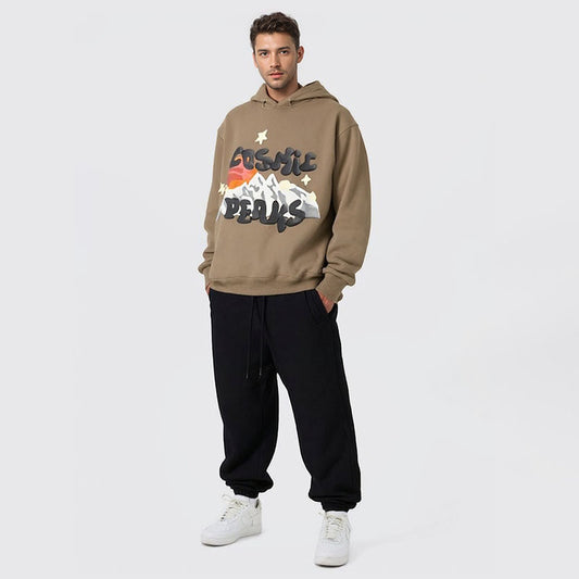 Unisex retro printed hoodie sweatshirt for men and women
