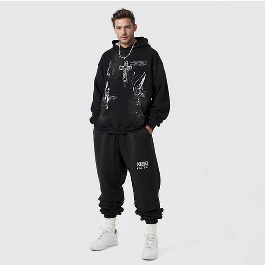 Men's autumn fashion trend couple wear paint dot hooded sweatshirt for men
