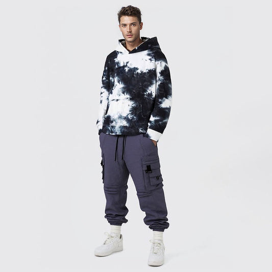 Autumn street men's sweatshirt cotton pullover long-sleeved hooded collar tie-dye sweatsh
