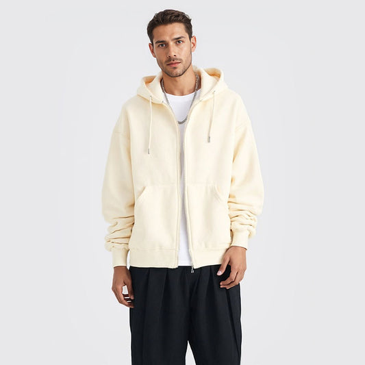 Cardigan hoodie men long sleeve spring and autumn new heavy boys hooded casual jacket