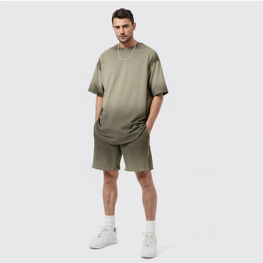 Men's Oversized Shirt Cotton T-Shirt Crew Neck Short Sleeve T-Shirt Fitness Shirt Casual Summer Top
