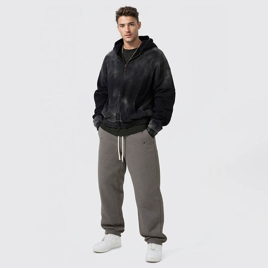 Men's dirty dyed retro distressed fashion men's sweatshirts loose washed thin men's hoodies