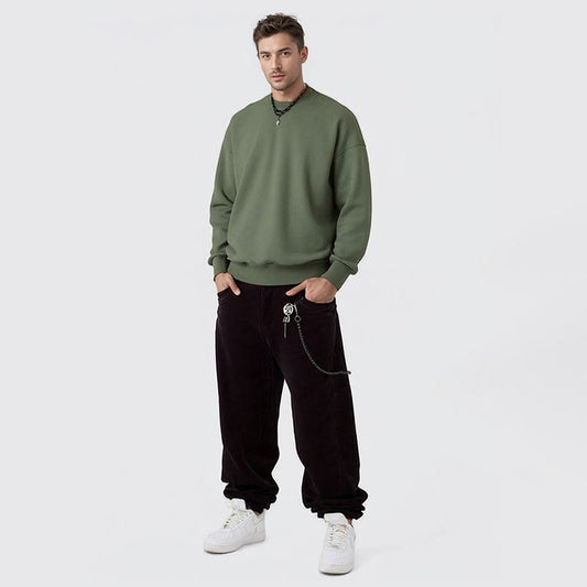 Men's autumn and winter sweatshirt 350G plus velvet loose round neck sweatshirt men'