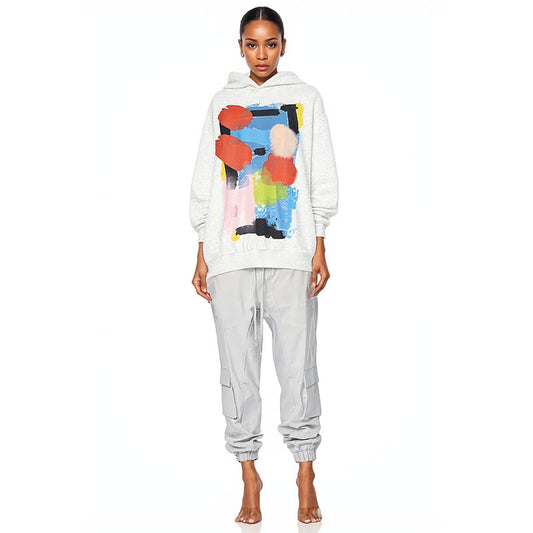 Creative art palette pullover hooded sweatshirt for men and women, casual street style loose jacket for couples