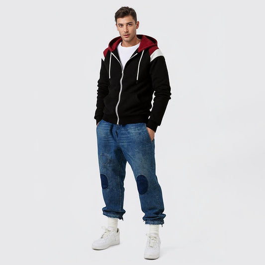 New men's color matching and contrasting fashion sweatshirt men's casual sports to