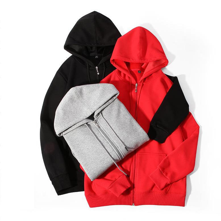 420g plus-size zipper hoodie men's street trend autumn winter plus fleece thickened cardigan coat