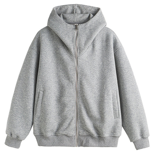 Heavy gray hooded cardigan sweatshirt new loose design popular zipper hoodie jacket men's clothing