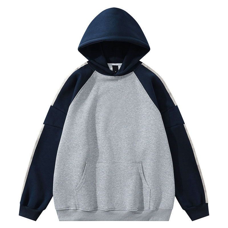 Men's logo print color matching 420G heavyweight sweatshirt for men and women loose trendy hoodie raglan jacket for men