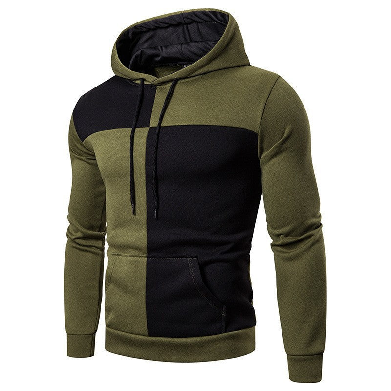 Autumn and winter men's casual hooded sweatshirt jacket men's color block sweatshirt men's clothing