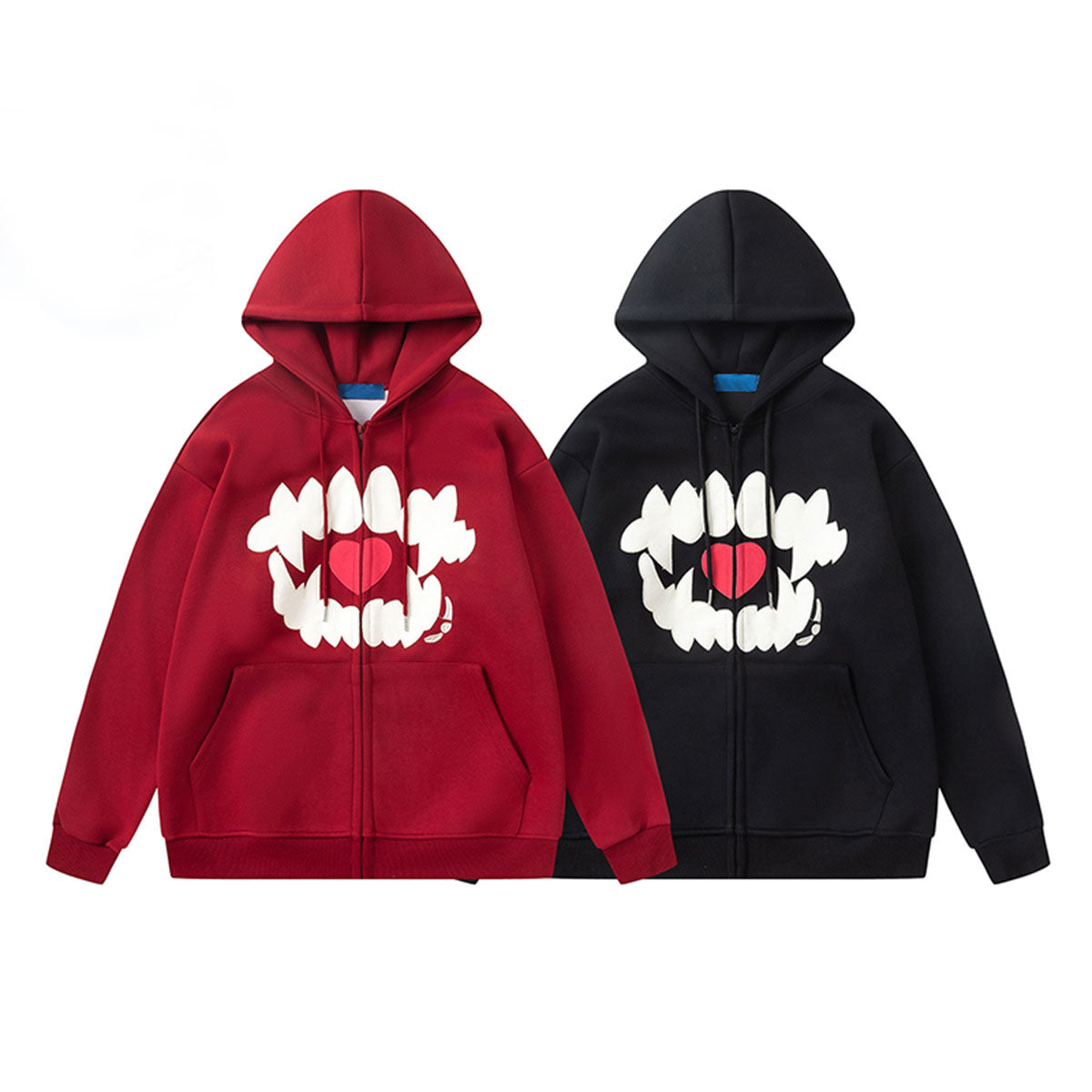 Patch Love Hooded Sweatshirt Internet Celebrity Couple Hoodies College Style Loose Jacket Men