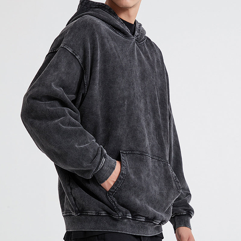 Heavy 420G washed distressed hoodie