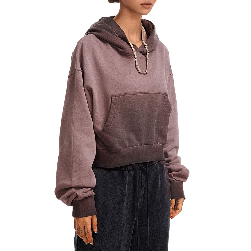 fashion short high waist slim fit reverse bottom stir fried hooded pocket casual dragon sleep top