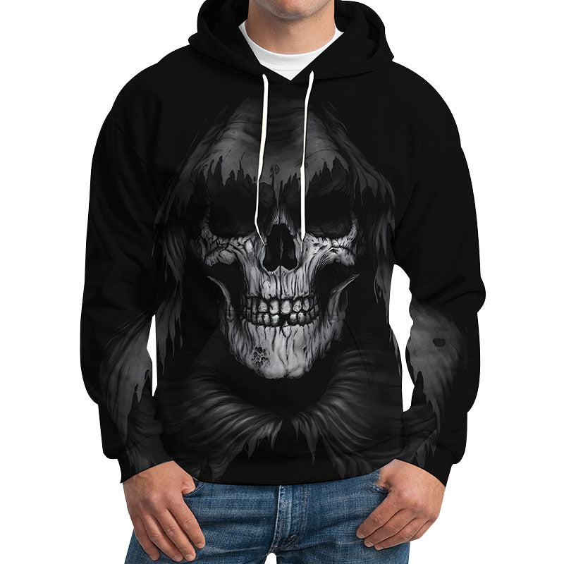 Men's Skull Printed Hoodie Novelty Graphic Sweatshirt Pullover Hoodie