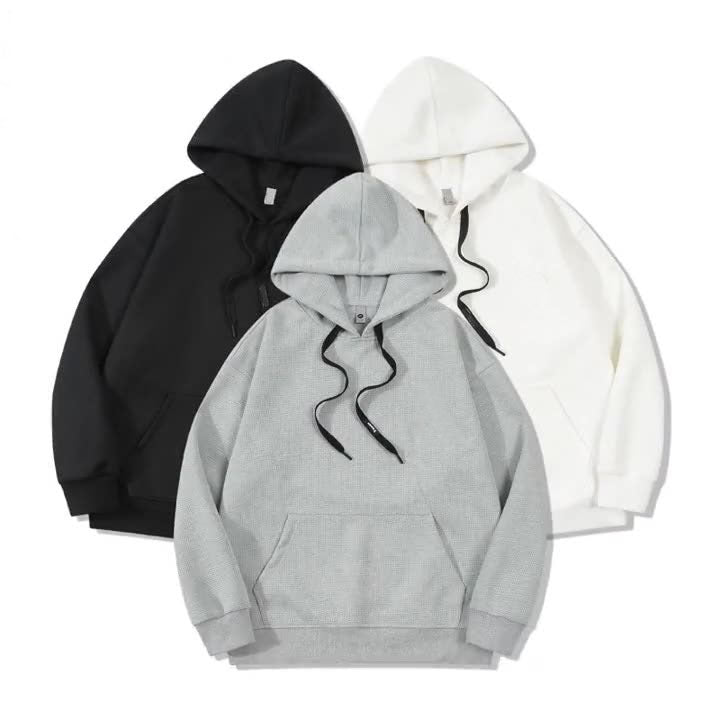 Men's new waffle hooded sweatshirt men's autumn couple hoodie men's thick casual top sports hoodie