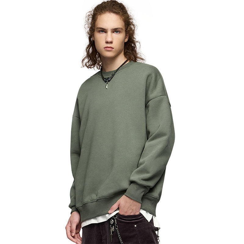 Men's autumn and winter sweatshirt 350G plus velvet loose round neck sweatshirt men'