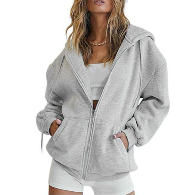 Women's hoodie Teen girls Fall jacket Oversized sweatshirt Casual drawstring zip-up hoodie