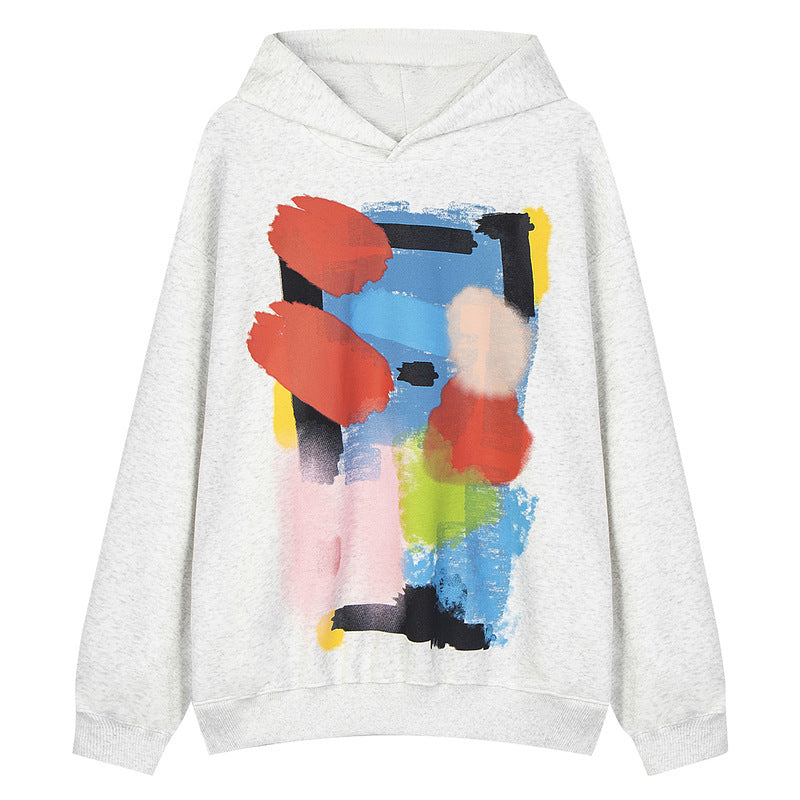 Creative art palette pullover hooded sweatshirt for men and women, casual street style loose jacket for couples