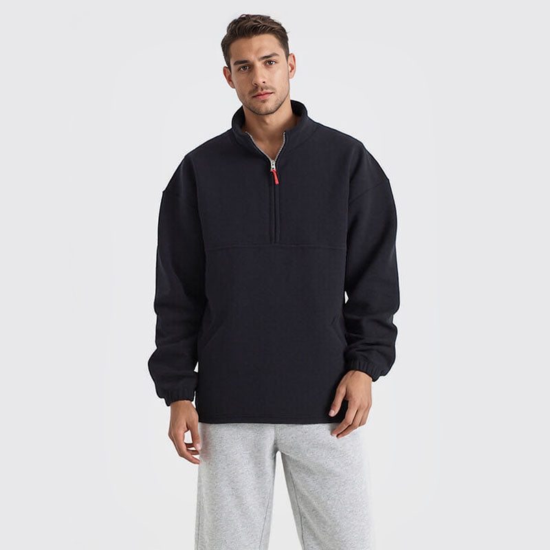 Polar fleece men's sweatshirt autumn and winter new pullover casual bottoming shirt half high zipper stand collar jacket