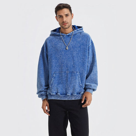 Men's Clothing _ Heavy 420G vintage batik made old hoodie loose wash water men fashion new hoodie
