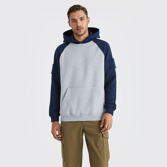 Men's logo print color matching 420G heavyweight sweatshirt for men and women loose trendy hoodie raglan jacket for men