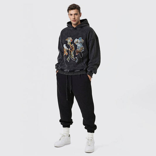 Autumn and winter loose sports uniform hooded pullover sweatshirt for men with digital print sweatshirt