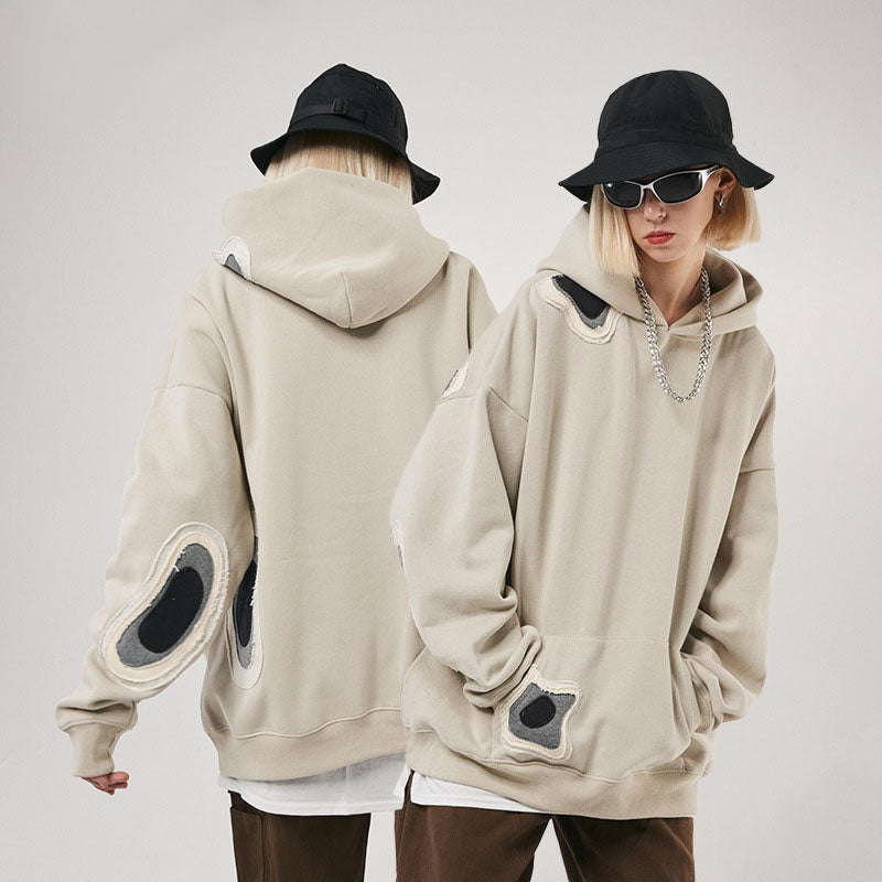 Autumn and winter new original couple fashion brand heavy plus velvet hoodie jacket retro loose sweater men