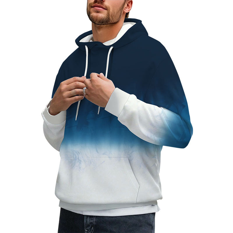 Long Men's Sweatshirt Gradient Digital Print Hooded Sweatshirt