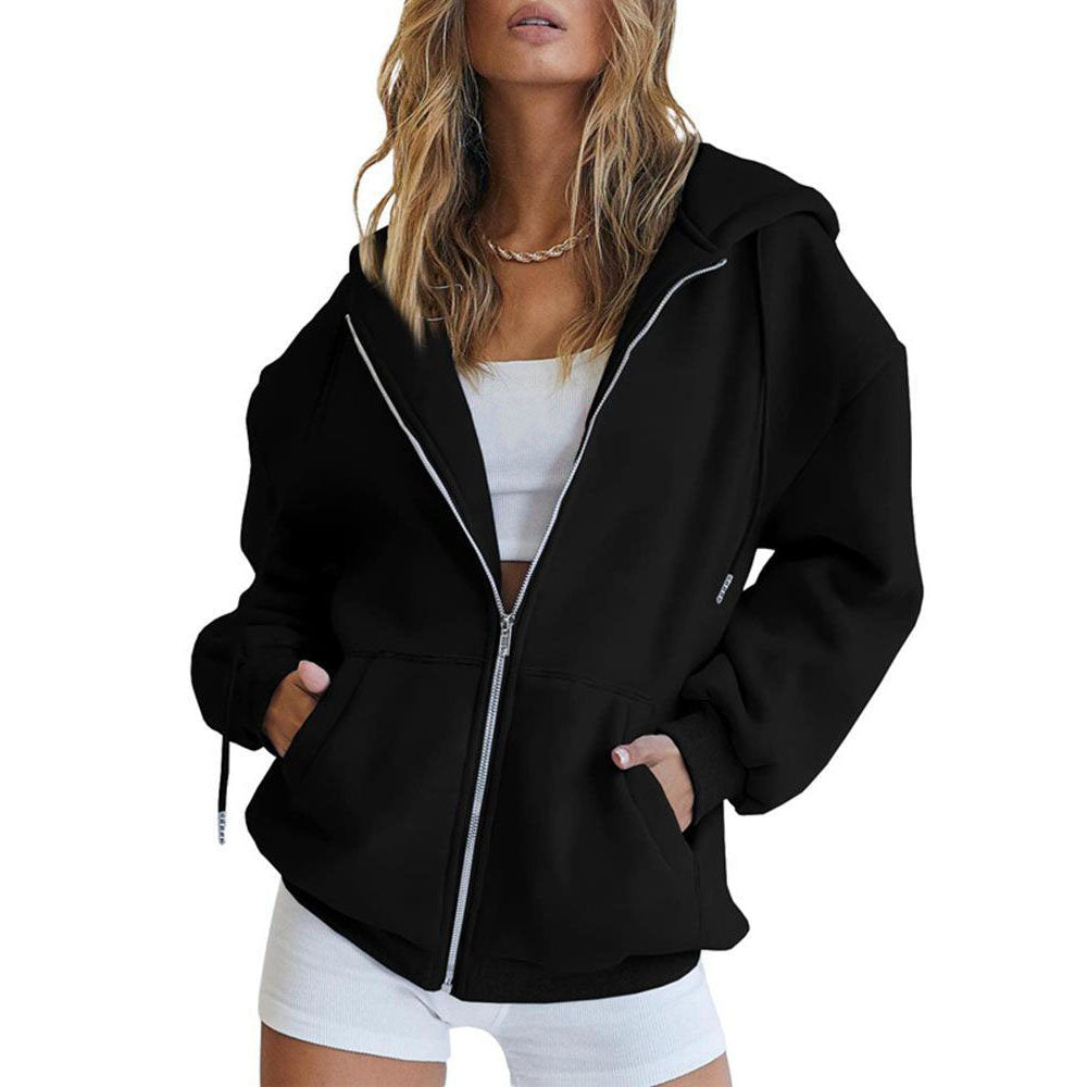 Women's hoodie Teen girls Fall jacket Oversized sweatshirt Casual drawstring zip-up hoodie