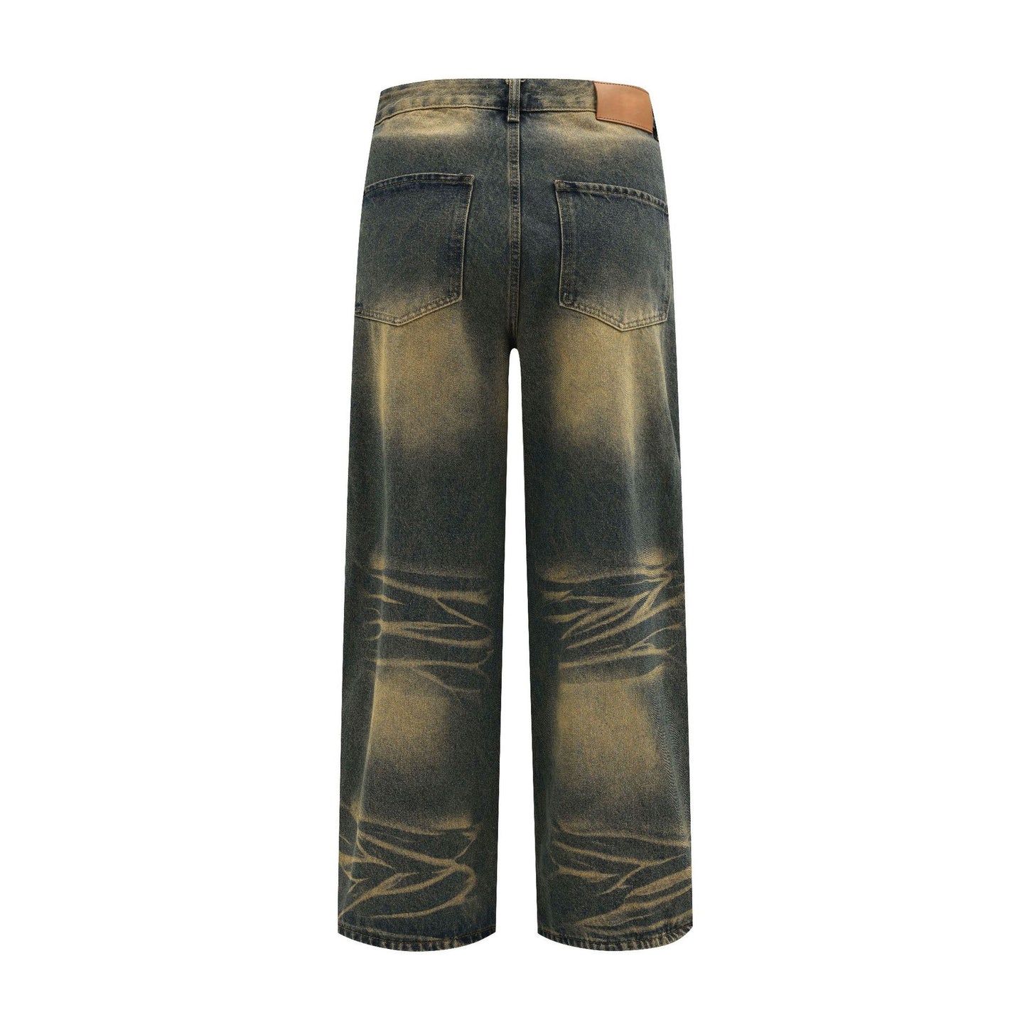 Straight tie-dyed multi-pocket cargo jeans