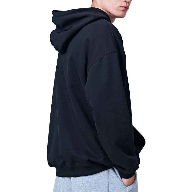 Fashion trend pure cotton men's sweatshirt heavy solid color casual hooded coat