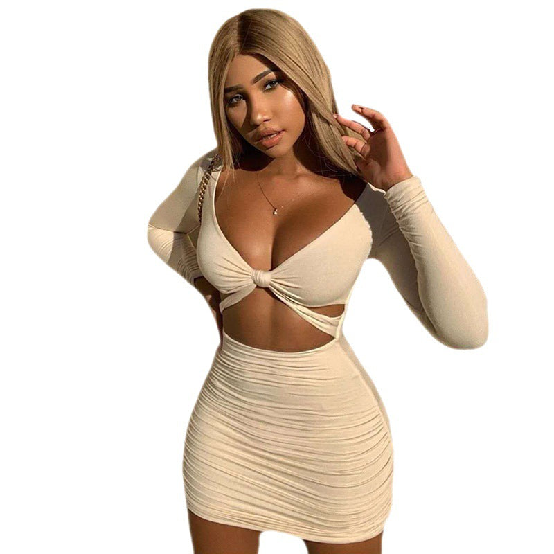 Women's Casual Bodycon Long Sleeve Sexy Tight Club Party Midi Pencil Dresses