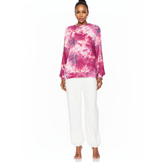 Tie Dye Boys Girls Sweatshirt Round Neck Pink Pullover Long Sleeve Sweatshirt