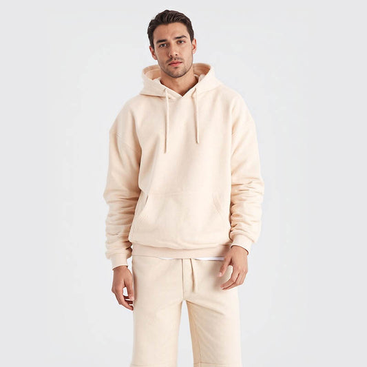 High quality solid color sweatshirt autumn and winter streetwear men's hoodie heavy wash sweatshirt