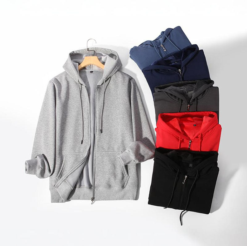 420g plus-size zipper hoodie men's street trend autumn winter plus fleece thickened cardigan coat