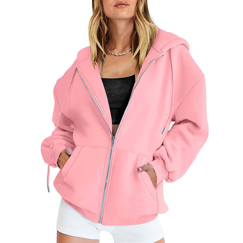 Women's hoodie Teen girls Fall jacket Oversized sweatshirt Casual drawstring zip-up hoodie