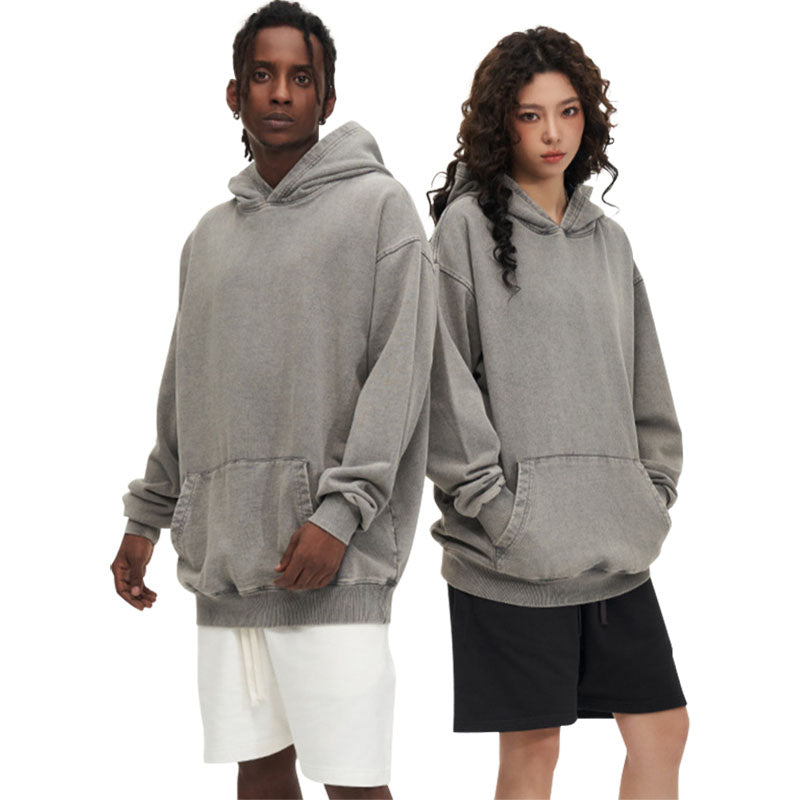 Autumn new trend retro wash water heavy hoodie loose 425g all-match hoodie men and women the same