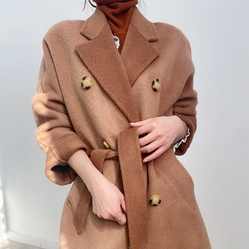 Cashmere Coat Women's Autumn and Winter New Mid length Double sided Wool Coat 95% Pure Wool Mixed Wool Coat