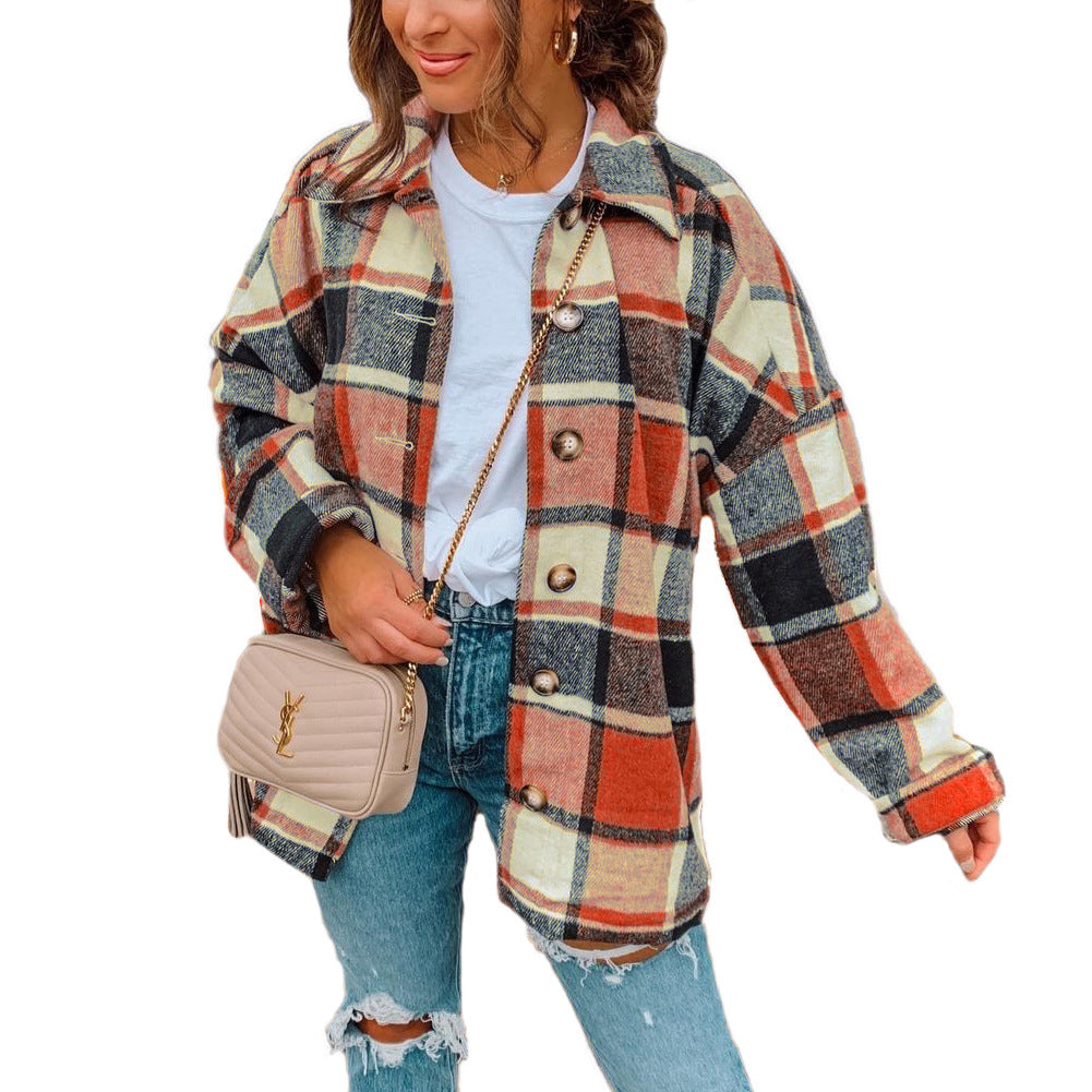 Sassy Fuchsia Plaid Flannel Button Down Shacket top shirt