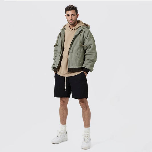 Men's autumn and winter retro heavy-duty washed woven quilted jacket for men