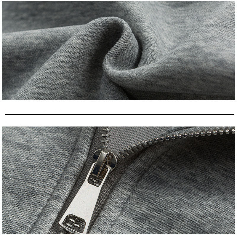 Heavy gray hooded cardigan sweatshirt new loose design popular zipper hoodie jacket men's clothing