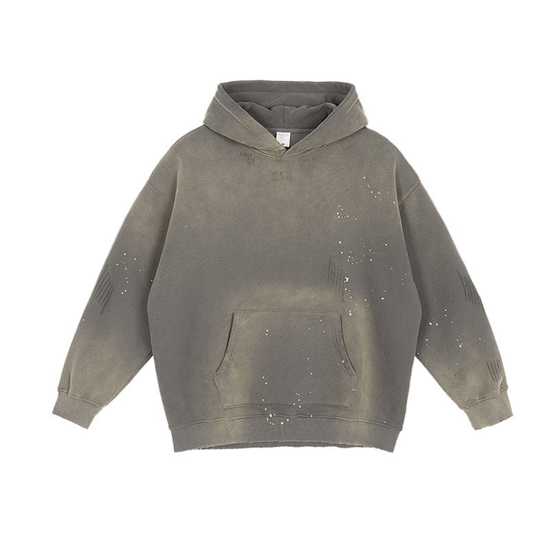 Men's 360G washed distressed plus velvet sweatshirt sprayed with monkey paint and a little worn hoodie men's sweatshirt