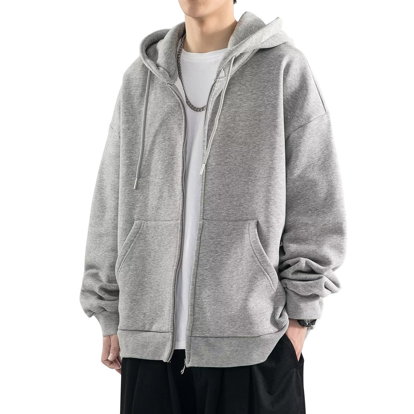 Cardigan hoodie men long sleeve spring and autumn new heavy boys hooded casual jacket