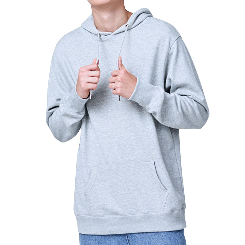 Fashion trend pure cotton men's sweatshirt heavy solid color casual hooded coat