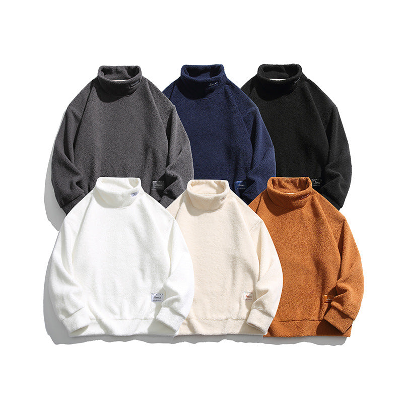 Retro Style Warm Solid Color Polar Fleece Sweatshirt